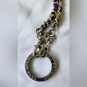 Silver chain link with fabric lanyard